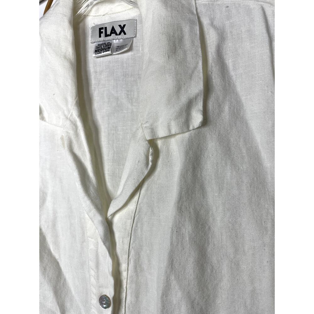 Flax women's white linen button down shirt M - Picture 4 of 6